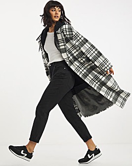 Mono Check Relaxed Wool Look Cocoon Coat