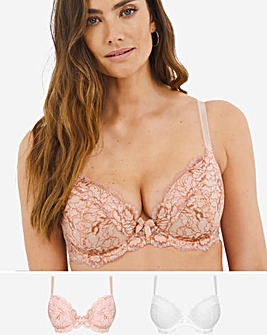 Pretty Secrets 2 Pack Ella Lace Padded Plunge Wired Bras