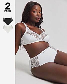 Pretty Secrets (2 Pack) Ella Lace Brief Knickers Black/White