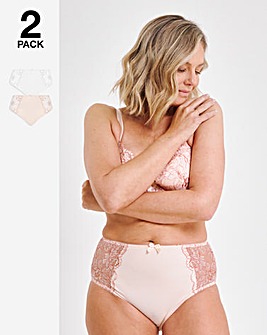 Pretty Secrets 2 Pack Ella Lace Brief Knickers - Blush/White