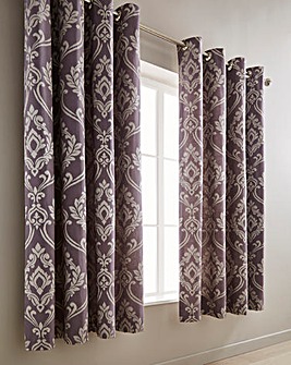 Baroque Jacquard Mauve Eyelet Lined Curtains