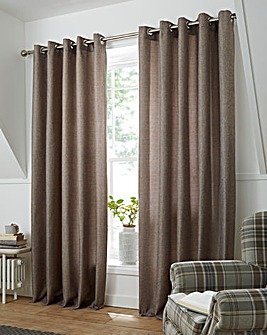 Basket Weave Long Length Lined Eyelet Curtains