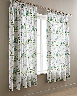 Lorena Green Lined Pencil Pleat Curtains