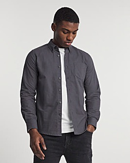 Charcoal Long Sleeve Plain Oxford Shirt Long