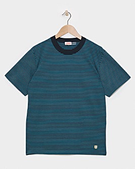Armor Lux Hertiage Stripe Crew Neck T-Shirt - Teal/Navy