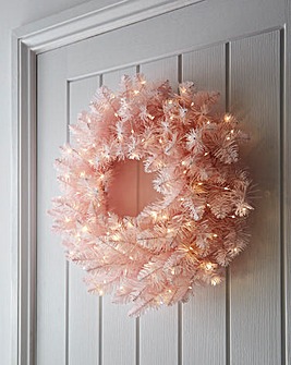 Christmas Pre-Lit Pink Wreath