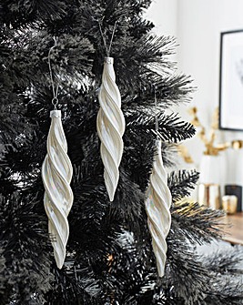 3 Pearlescent Icicle Baubles