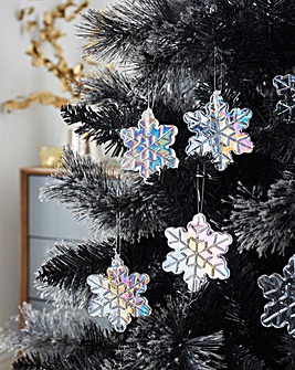 6 Snowflake Glass Baubles