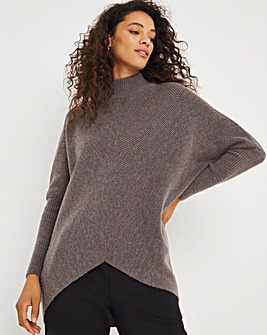 Cosy High Neck Chevron Ribbed Detail Jumper