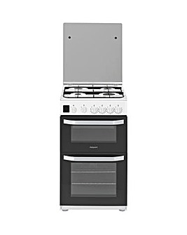 Hotpoint Cloe HD5G00CCW Gas Double 50cm Cooker White + Installation