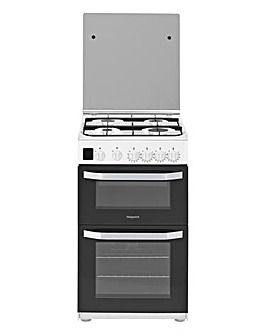 Hotpoint Cloe HD5G00CCW Gas Double 50cm Cooker White + Installation
