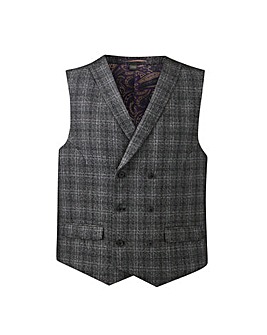 W&B London Charc Check Double Breasted Waistcoat Regular