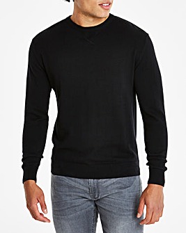 Black Crew Neck Cotton Jumper Long