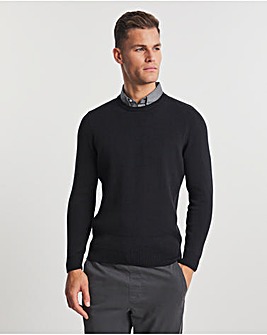 Black Chambray Collar Mock Shirt Knitted Jumper