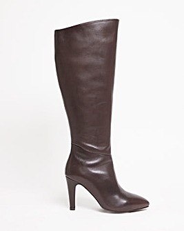 Leather High Leg Side Zip Boot E Fit Curvy Calf