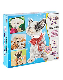 Mosaic Art Playful Puppies