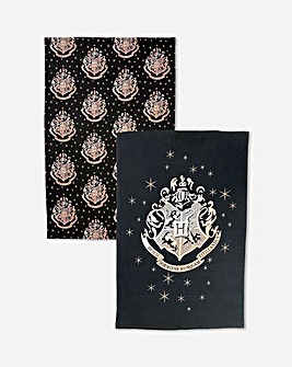 Harry Potter Gold Hogwarts Twin pack Tea Towel