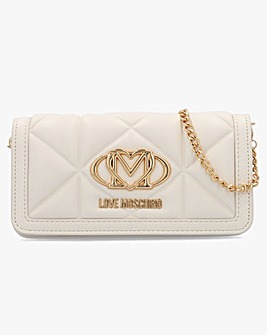 Love Moschino Mini Heart Logo Quilted Pillow White Cross-Body Bag