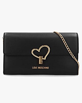 Love Moschino Heart Clasp Black Shoulder Bag
