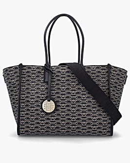 Emporio Armani Black & Ecru Monogram Tote Bag
