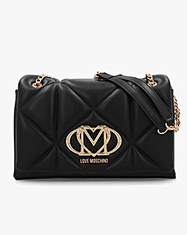 Love Moschino Heart Logo Quilted Pillow Black Shoulder Bag