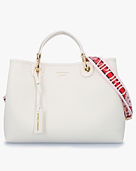 Emporio Armani White Pebbled Shopper With Pouch