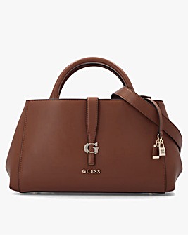 Guess Carrie Girlfriend Cognac Satchel Bag