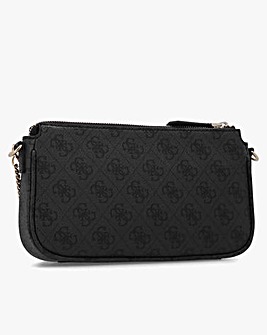 Guess Noelle Double Pouch Coal Logo Cross-Body Bag