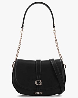 Guess Carrie Flap Black Shoulder Bag