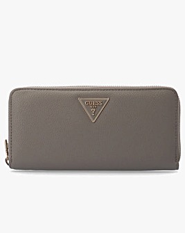 Guess Laurel II Large Dark Taupe Zip Around Wallet