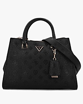 Guess Cresidia II Society Black Satchel Bag
