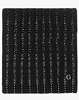 Guess Black Knitted G Logo Diamante Scarf