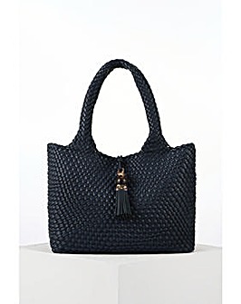 Luella Grey Saskia Navy Large Woven Tote