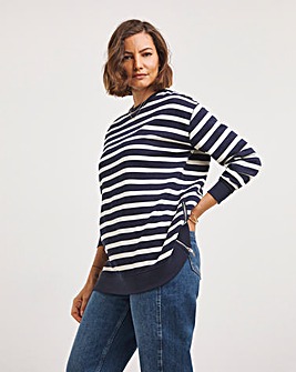 Stripe Side Zip Longline Sweatshirt