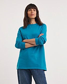 Turquoise Basic Longline Sweatshirt
