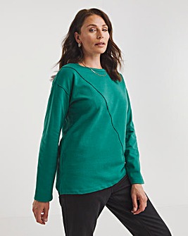 Green Seam Detail Sweatshirt