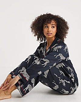 Chelsea Peers Woven Satin Zebra Print Pyjama Set