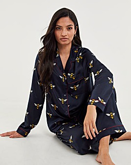 Chelsea Peers Woven Satin Bee Print PJ Set