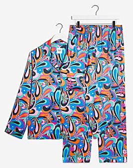 Exclusive To Us Chelsea Peers Woven Satin Paisley Print Long Pyjama Set