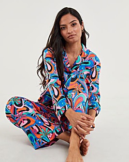 Exclusive To Us Chelsea Peers Woven Satin Paisley Print Long Pyjama Set