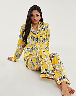 Exclusive To Us Chelsea Peers Woven Satin Zebra Print Long Pyjama Set