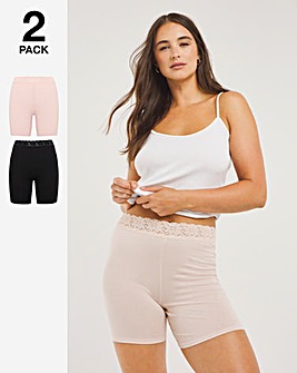 2 Pack Lace Trim Cotton Comfort Shorts