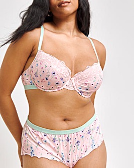 Pretty Secrets Floral Print Micro Underwired Padded Plunge Bra B-F