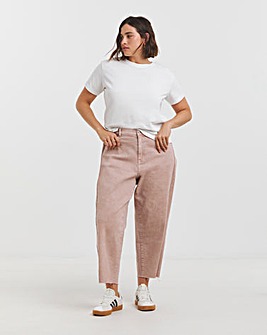 Salt Pink Denim Cropped Barrel Jeans