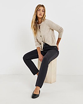 Simply Be 99 1 Washed Black Comfort Stretch Loose Mom Jeans