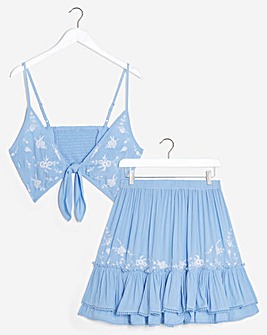 Embroidered Skirt Beach Co-Ord