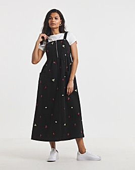 Floral Embroidered Midaxi Pinafore Dress