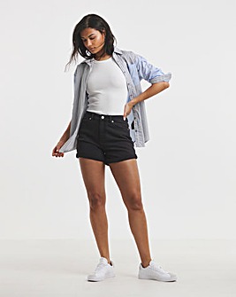 Washed Black Authentic Denim Loose Mom Short