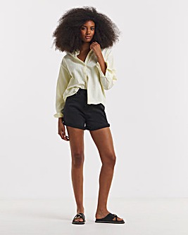 Simply Be 99/1 Washed Black Comfort Stretch Denim Loose Mom Short