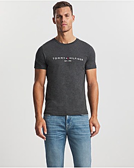 Tommy Hilfiger Dark Grey Heather Short Sleeve Logo T-Shirt